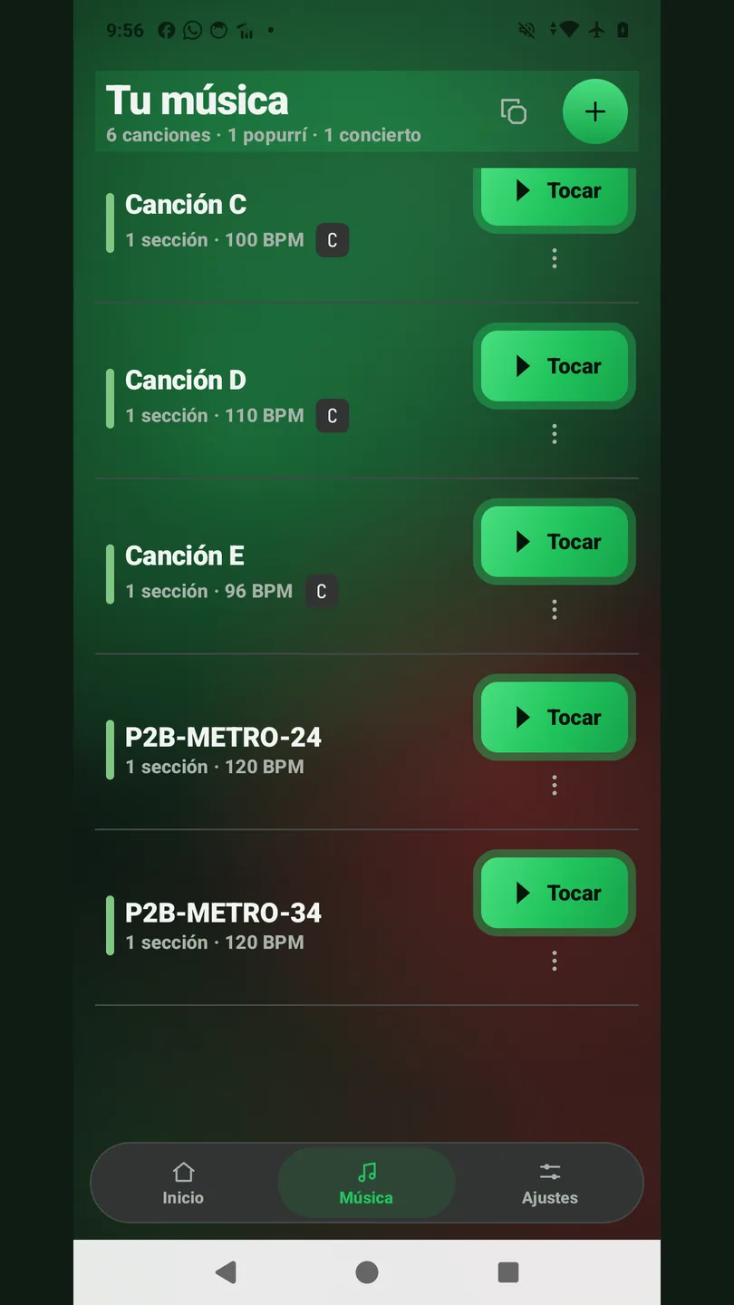 Biblioteca de canciones de ObyStructure con la pestaña de canciones, la lista de temas y el orden de secciones de cada uno.